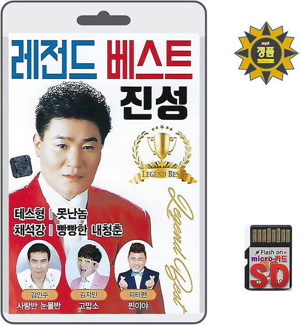 SD/TF카드 레전드 베스트 진성 100곡 휴대용라디오 mp3 트로트 가요 노래 음반 테스형 땡벌 안동역에서 태클을걸지마 동전인생, 1개