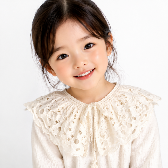 유아 아동 케이프 레이스 아기 넥카라 레이어드 프릴 카라