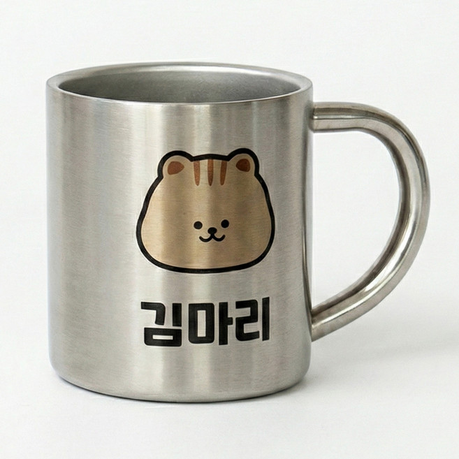 [식약처 확인] NO 연마제 이중 스텐 304 어린이집 네임 양치컵, 스텐컵, 1개, 체스터(다람쥐)