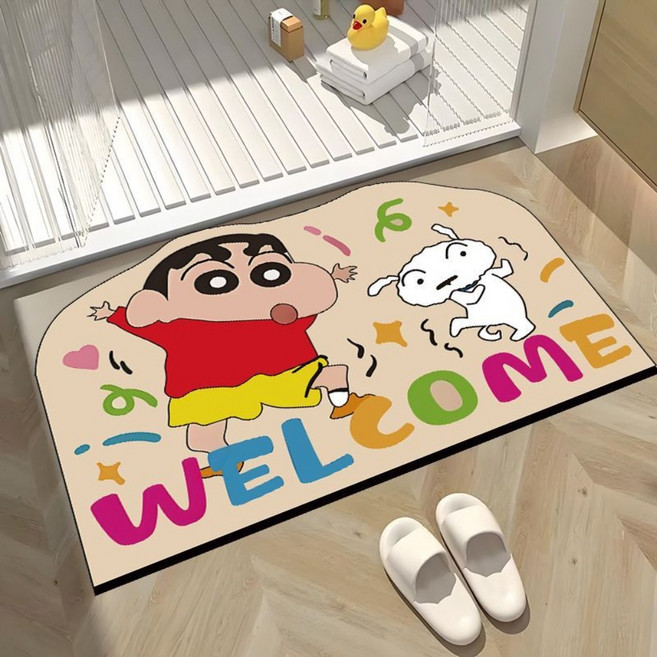 크레용 신짱 미키 수분을 잘 흡수하고 쾌적한 규조토 매트, 빨간 색 짱구, 1개