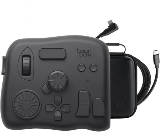 TourBox 엘리트 - 블루투스 비디오 편집 컨트롤러 컬러 그레이딩 속도 편집기 직관적인 제어 전문 디지털 크리에이터 콘솔 다빈치 프리미어 파이널 컷 프로 등용 맥PC 블랙, Black, 검정