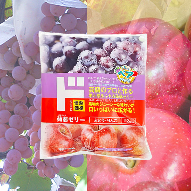 일본 돈키호테 곤약젤리 사과 포도맛, 12개, 20g
