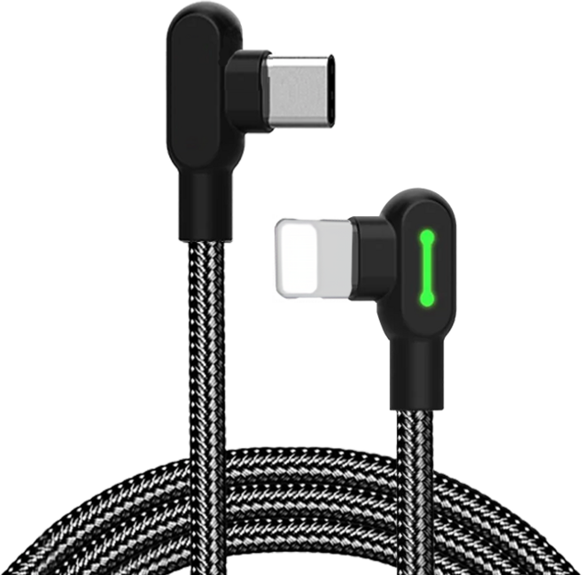 Mcdodo 麥多多 雙彎頭 Lightning充電線 遊戲充電線, 黑色, 1個, 50cm