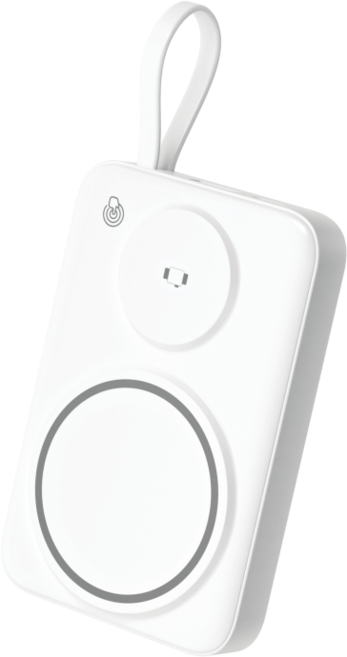 U-NOG磁吸行動電源 自帶線 支援蘋果手錶 Magsafe充電 雙無線充電位 PD快充 QI標準 無線快充 大容量, 白色, 10000mAh