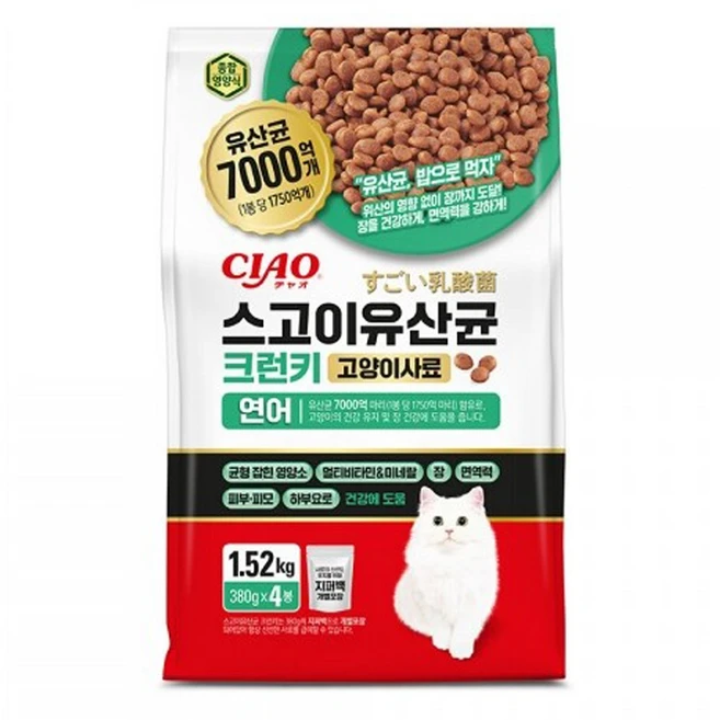 이나바 챠오 스고이 유산균크런키 소화 잘되는 건강사료, 연어, 1.52kg, 1개 - 쿠팡
