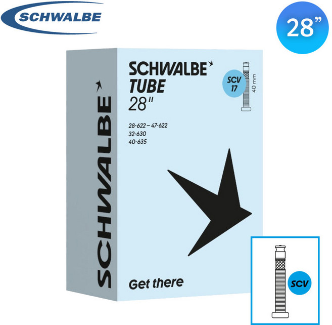 슈발베 클릭밸브 28인치 700C SCV17 자전거 튜브, 1개
