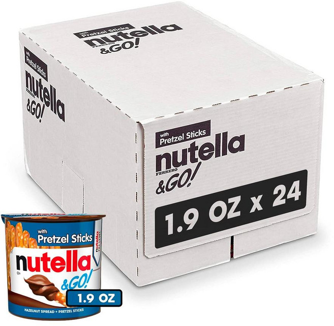 Nutella & GO! 초콜릿 헤이즐넛 스프레드와 코코아 프레첼 스틱이 들어간 스낵팩 24팩