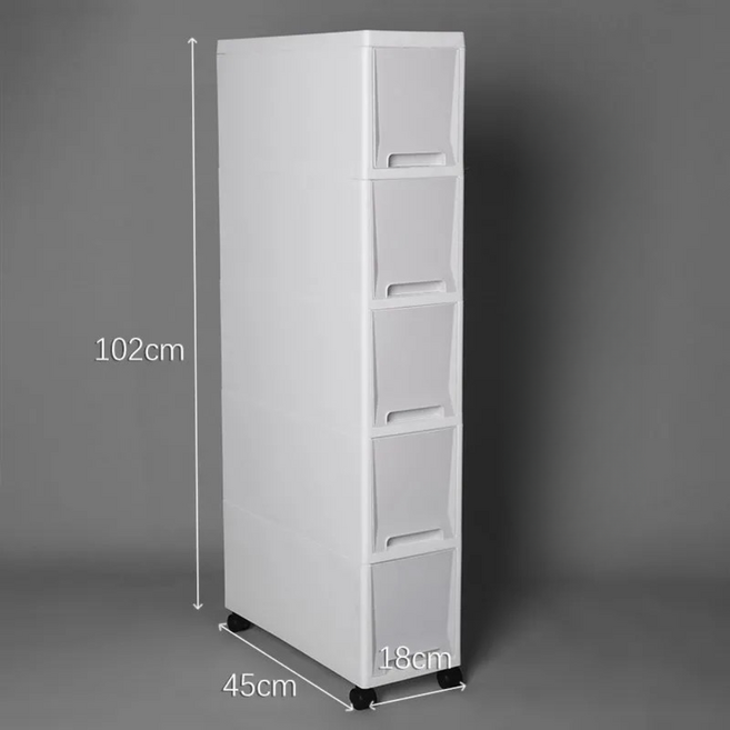 트위디 18CM 초슬림 이동식 틈새 서랍장, 화이트-그레이 서랍