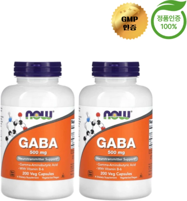 1+1 나우 푸드 비타민B6 함유 GABA 500mg 베지 캡슐 200정, 2개 - 쿠팡