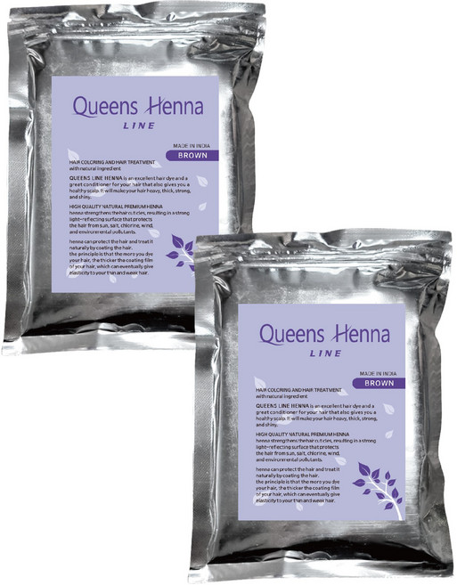1+1 퀸즈line헤나 천연헤나염색약 Queens henna, 브라운1개+브라운1개, 2개