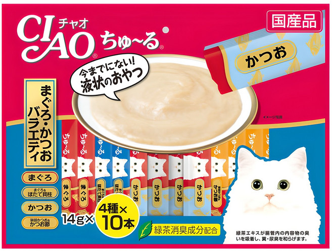 챠오츄르 고양이 버라이어티 간식, 혼합맛(참치/가다랑어), 560g, 1개