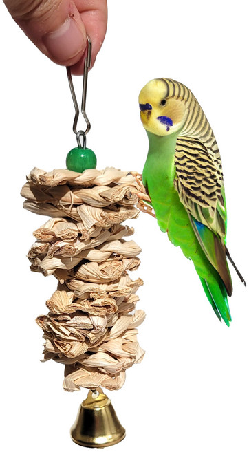 무핑 씹고 뜯는 앵무새 장난감 스윙행어 천연잔디나무 그네 사다리 놀이 운동 놀이터, 소형, 1개