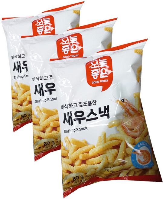 오늘좋은 새우스낵 오리지널, 3개, 80g