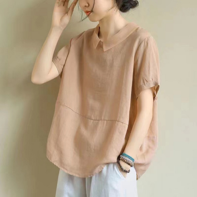 빌리즈빈 여름 여성 카라넥 면마 반팔 빅사이즈 티셔츠 B242