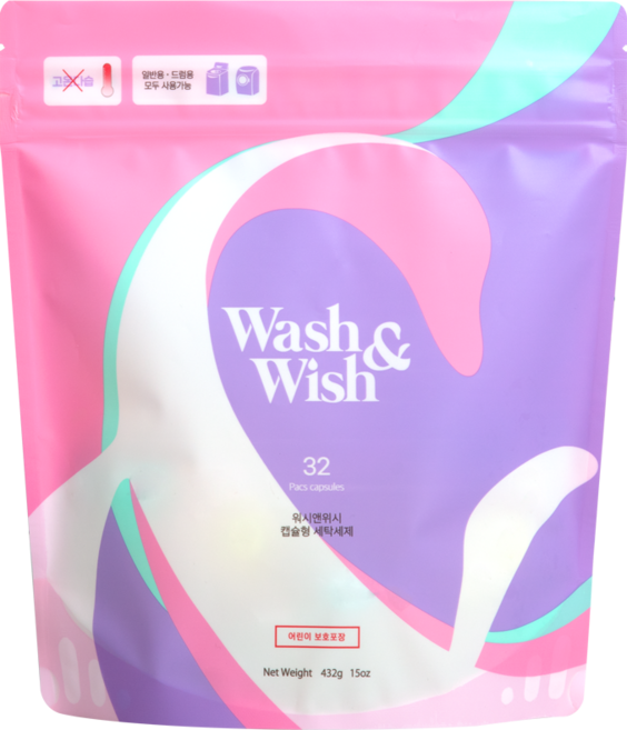 워시앤위시 캡슐형 세탁세제, 32개입, 1개