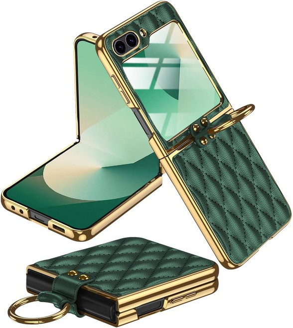 헤미션 갤럭시 Z플립 링 가죽 케이스 외부보호필름 ZFLC01