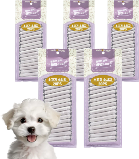 참좋은간식 애견 하얀소시지 20개입, 소고기, 180g, 5개