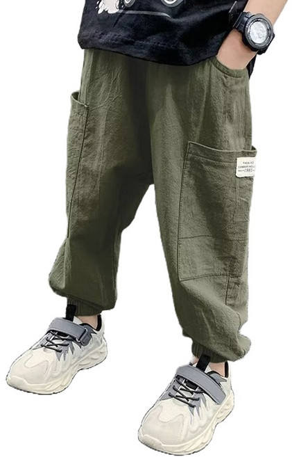 兒童春夏薄款防蚊束腳褲 日系童裝 中大童帥氣寬鬆運動長褲