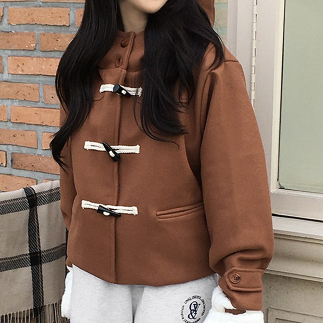 [빠른배송/굿퀄리티]후드 하이넥 투버튼 떡볶이코트[기본숏코트 가을겨울옷 겉옷자켓 키작녀 크리스마스 일본여행 빅사이즈 오버핏아우터 블레이저잠바 샥출발당일배송 롱가디건 더블퍼 무스탕]