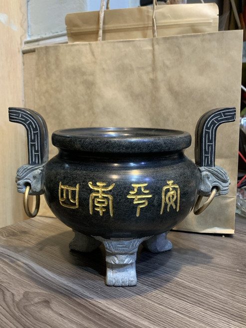 媪禔香品 石雕香爐 吉祥如意風水擺件, 1個