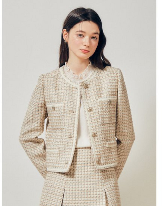 JJ지고트 제이제이 지고트트위드 라운넥 크롭재킷 GR2M0JK901 1032303