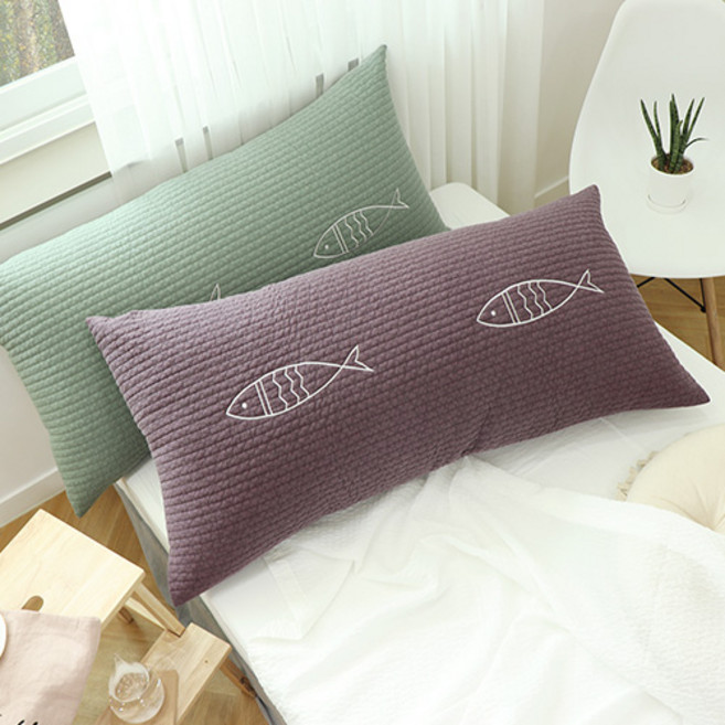 피쉬 피그먼트워싱 순면 침대 등받이쿠션 헤드쿠션 커버, 퍼플