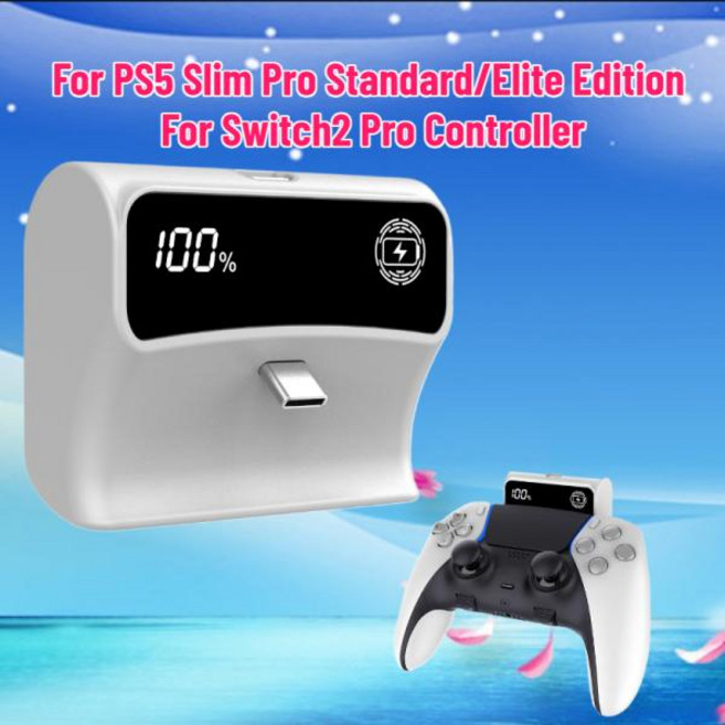 2000mAh 디지털 디스플레이 배터리 팩 PS5 슬림 프로 스탠다드엘리트 에디션 및 스위치2 프로 컨트롤러 호환, China Mainland, 2)PG PS5 042