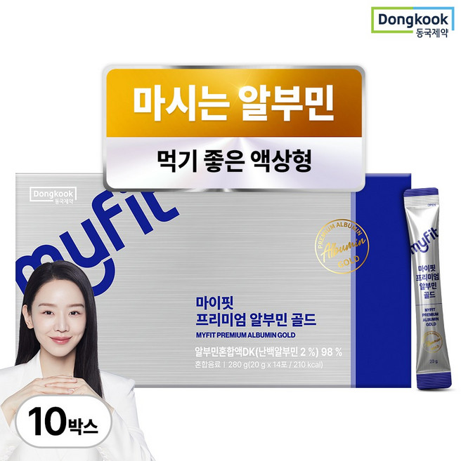 동국제약 마이핏 이보영 프리미엄 알부민 골드 마시는 고함량 난백 실크, 140개, 20g