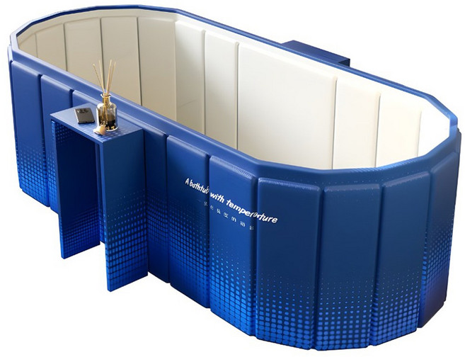 KCJ 접이식 욕조 성인 간이 반신 와이드 울트라, 1개, 블루