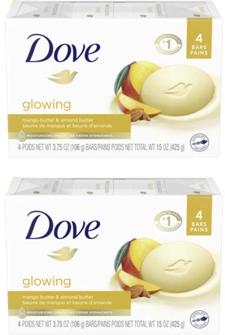 도브 그로잉 망고 아몬드 버터 뷰티 바 4개입, 425g, 2개 - 쿠팡