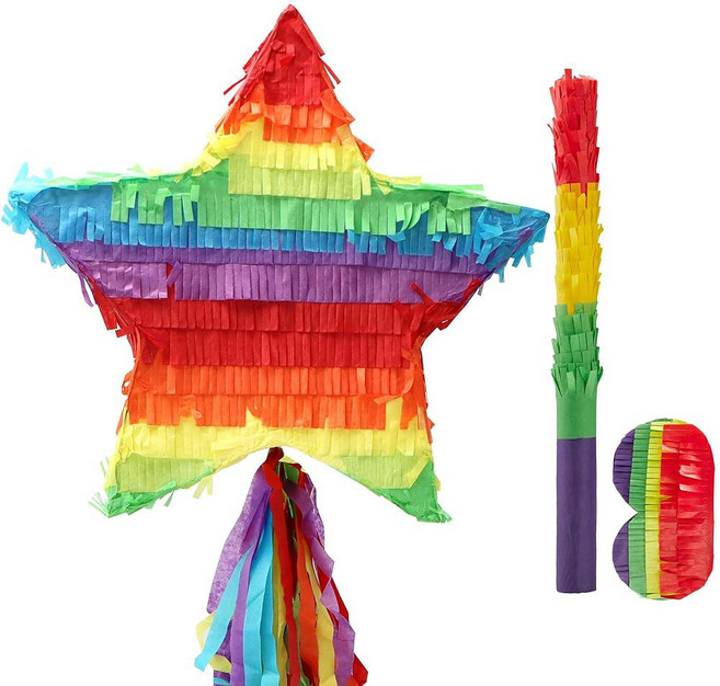 신코 데 마요 스타 피나타 12.6 x 인치. 피에스타 타코 파티 루아우 사진 소품 멕시코 테마 장식 카니발 축제 화요일를 위한 파티 용품, Star, 1개