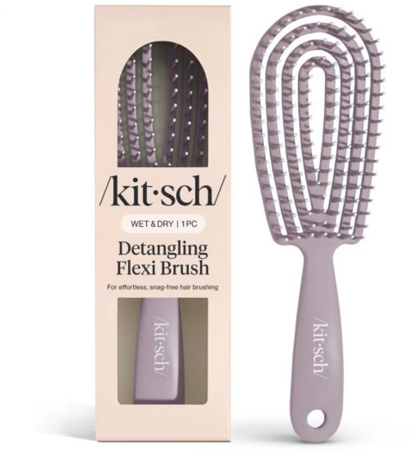Kitsch 키치 디탱글러 브러시 – 여성 남성 어린이용 유연한 곱슬머리 | 구부러지는 프레임과 초매끄러운 브리슬이 있는 엉킨 머리카락용 빗 젖거나 마른 머리 모두 사용 가능, Soft Violet - 쿠팡