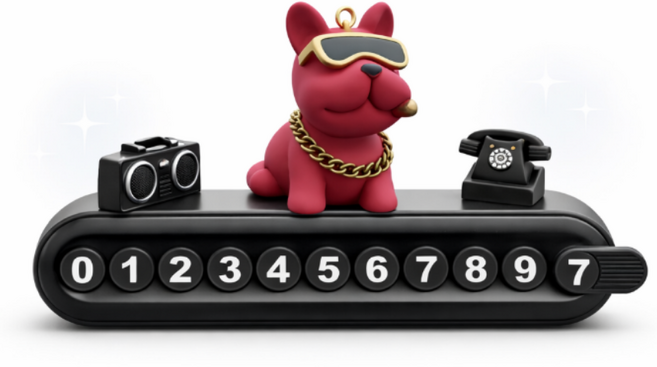 벨리아노 불독 차량용 주차번호판, 1개, 레드