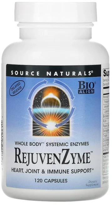 소스 네추럴스 RejuvenZyme 판크레아틴 브로멜라인 파파인 트립신 키모트립신 120 캡슐, 1개, 120정 - 쿠팡