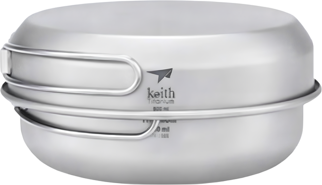 【野道家】Keith 鎧斯 純鈦套鍋組 Ti6053 露營鍋具 環保餐具, 銀色, 1個