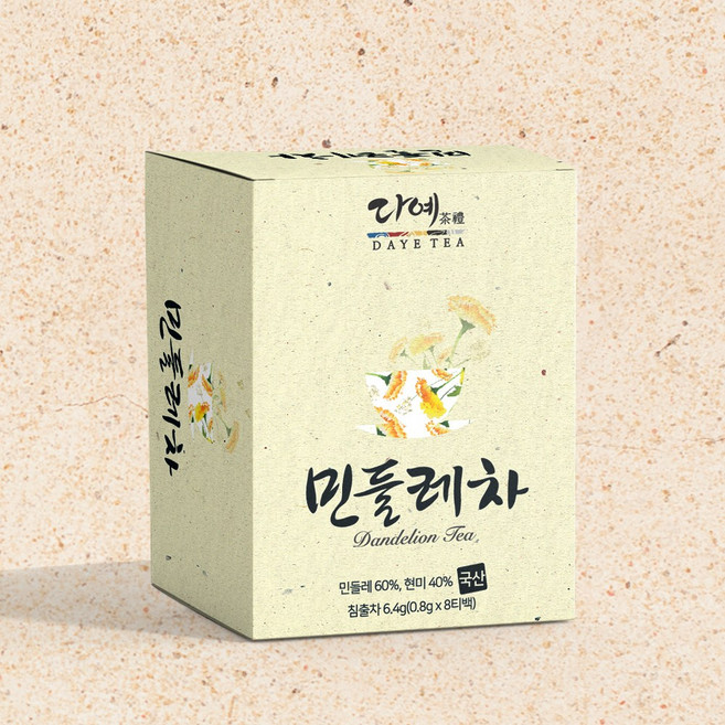 [본사직영] 다예 100% 국산 민들레차 8티백 사각 티백차, 2개, 8개입, 800mg