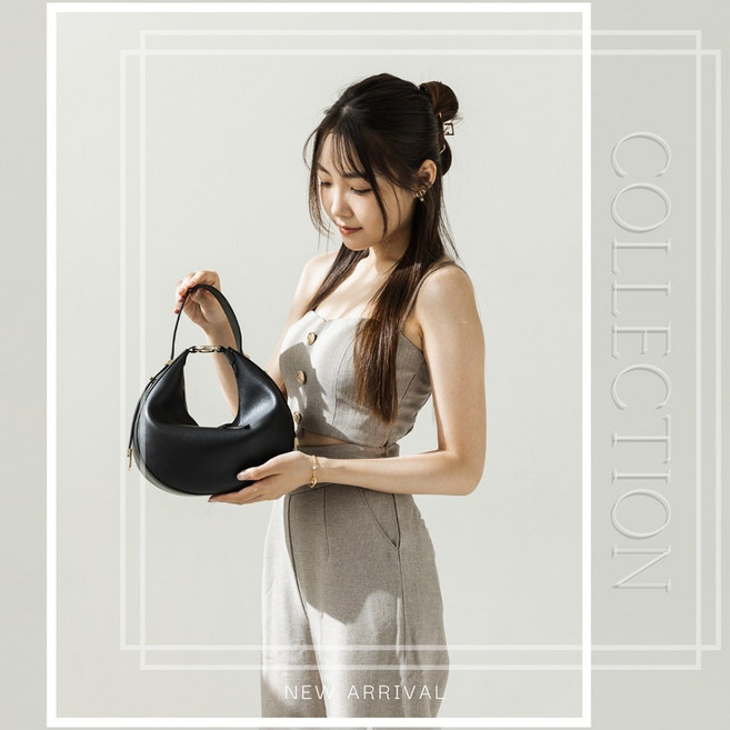 【MYMY】半月馬鞍包 個性時尚 牛皮手提斜背包, 經典黑