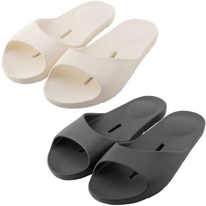 [2P세트] 에어셀 국산 푹신한 문에 안걸리는 욕실화, 1세트, 아이보리솝+어반차콜