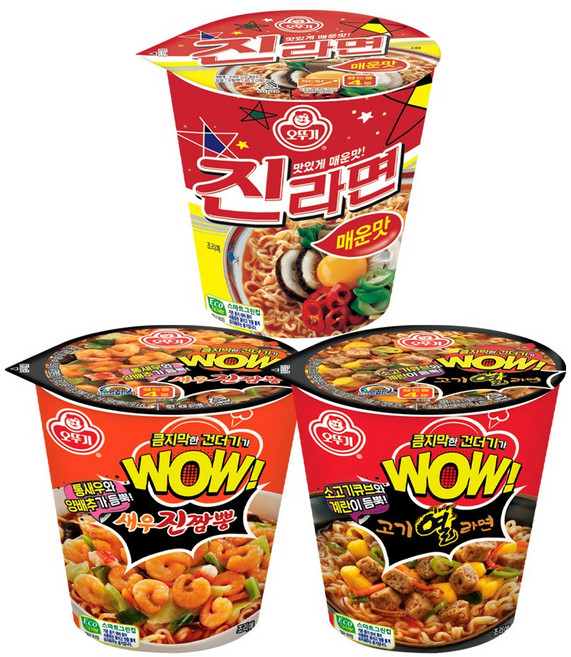 오뚜기 wow 새우진짬뽕 (80gx6)+고기열라면 (80gx6)+진라면 매운맛 (65gx6), 18개