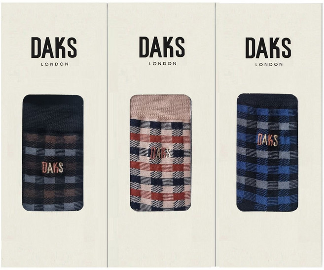 [백화점 정품] 닥스 DB 26315신사 면중목 작은사각체크3족세트