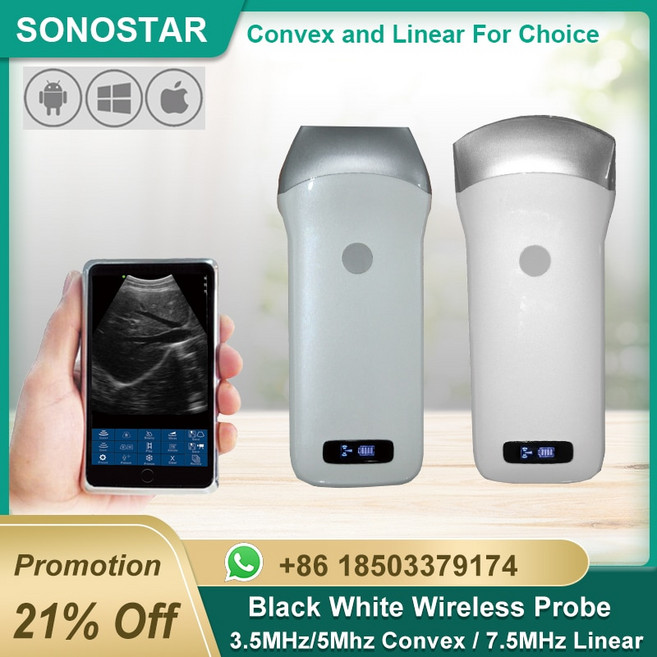 태아심음측정기 태아도플러 휴대용 무선 초음파 프로브 와이파이 볼록 및 선형 지원 ISO 안드로이드 35Hhz 75Mhz, 2.Linear Probe