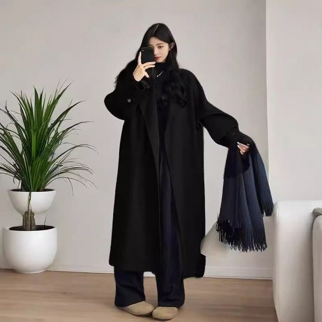 COSYEVNO 여성 모직 코트 겨울 빅사이즈 루즈핏 패션 고급 햅번 롱 코트 CXJndy-01