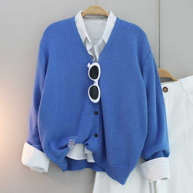 달콩 여성 스푼브이넥니트가디건 봄 가을 간절기 가디건