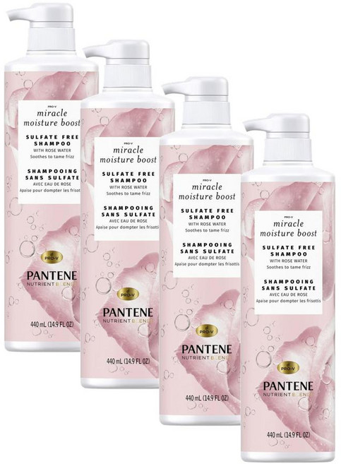 팬틴 미라클 모이스처 부스트 샴푸 위드 로즈 워터 Pantene Miracle Moisture Boost Shampoo with Rose Water, 4개, 440ml