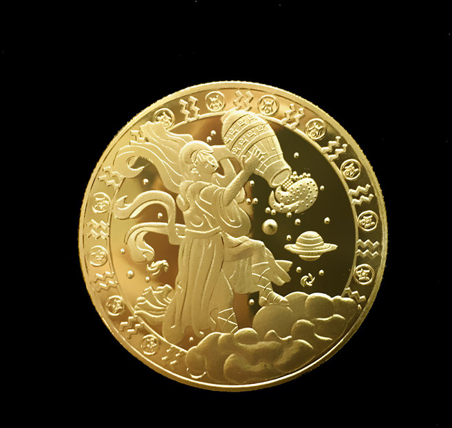 기념 주화 코인 12 별자리 행운의 금화 물병 자리 동전, 한개옵션0