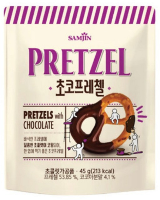 삼진씨엔에프 미니프레첼 초코맛 45g, 10개