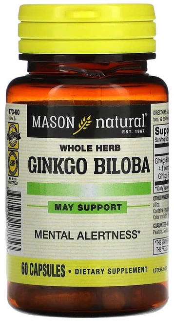 Mason Natural 천연 허브 은행나무 캡슐 60정(캡슐 1정당 125mg) MAV-17735, 1개, 60정 - 쿠팡