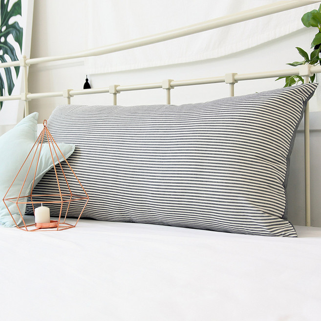 스타일공간 데일리 등쿠션 대쿠션 대형 커버, 라인블랙(솜미포함)