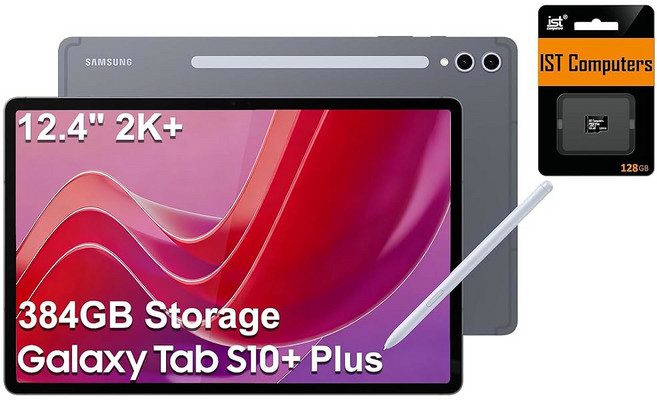 갤럭시 탭 S10 플러스 12 4인치 AMOLED 2X 120Hz 512GB 스토리지 256GB 256GB SD 카드 경량 안드로이드 태블릿 갤럭시 S 펜 AI 도구, 384GB Storage