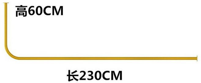 마사지실 L자형 커튼 탈의실 뷰티샵 피부샵 200X60 가림막, 골드 230cm